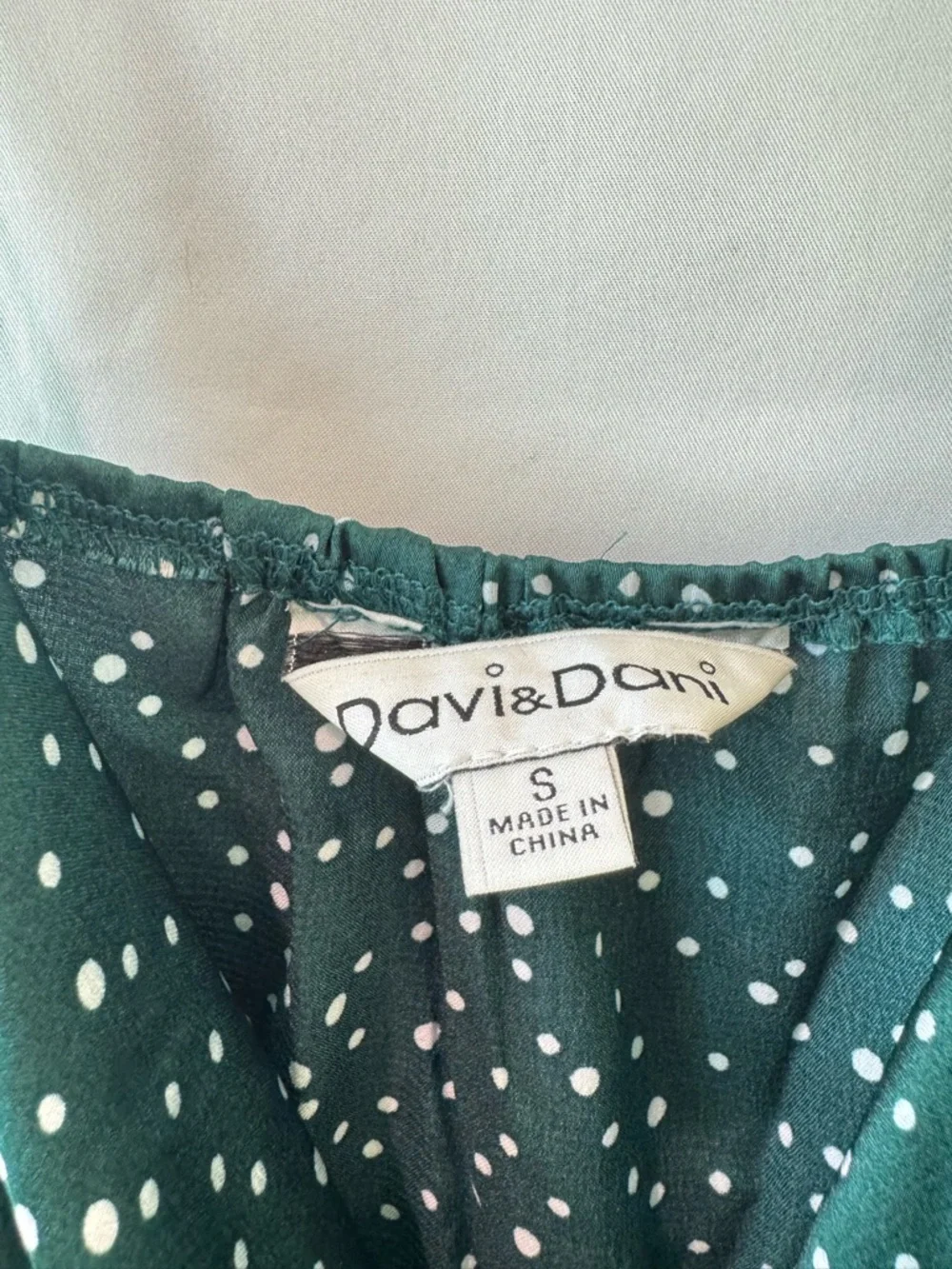DAVI & DANI Teal Green Polka Dot Cowl Neck Midi Dress - Picture 7 of 10